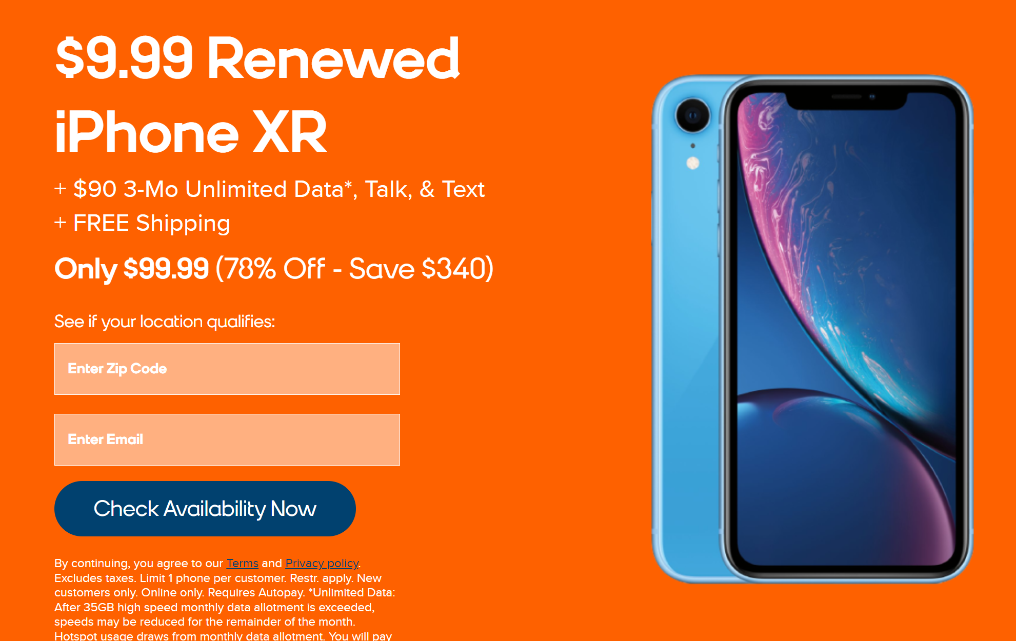 Boost Mobile 现有 iPhone XR 翻新款 + 3个月 Boost Mobile 无限计划，现价99